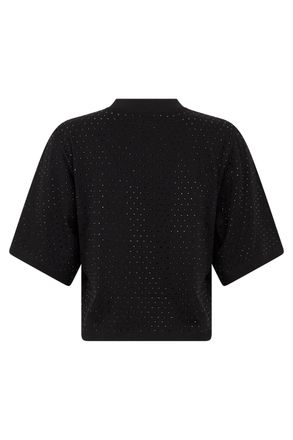Pinko Rhinestone-Embellished Cotton T-Shirt - Black