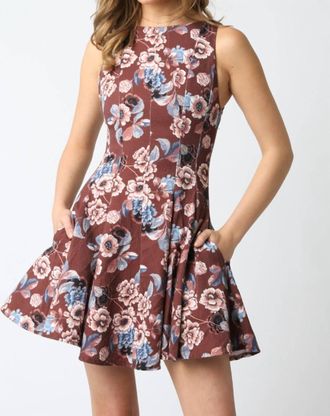Olivaceous Taylin Mini Dress In Brown/cream