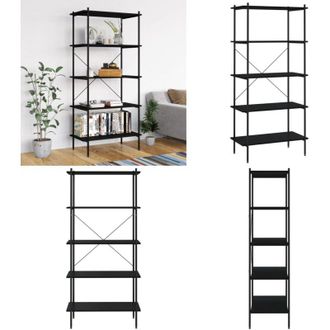 vidaXL Scaffale con 5 Mensole Nero 80x40x163 cm - Scaffale in acciaio - Scaffale in legno