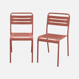 Sweeek Sweeek - Silla De Jard&iacute;n De Acero, Set De 2, Amelia, Terra Cotta, 44x52x79 Cm