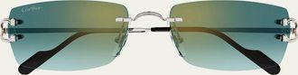 Cartier Mens CT0550S Metal Rectangle Sunglasses