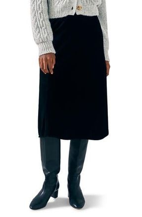 Faherty Stretch Velvet Midi Skirt in Black at Nordstrom Rack, Size Small