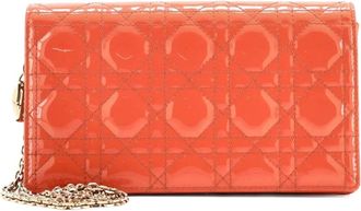 Dior Lady Dior Chain Pouch Cannage Quilt Patent crossbody bag - Oranje