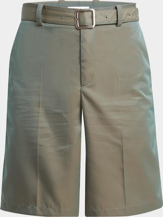 Jil Sander Mens Glaze Effect Self-Belt Shorts