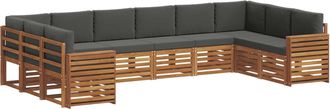 vidaXL Conjunto De Sof&aacute;s De Exterior 10 Uds. Natural Y Antracita Vidaxl