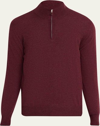 Brunello Cucinelli Mens Cashmere Mouline Quarter-Zip Sweater