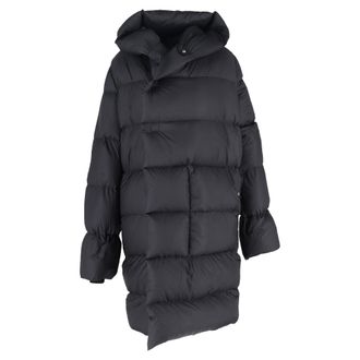 Rick Owens Hooded Liner Down Coat in Black Polyamide