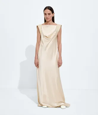 Bottega Veneta Fluid Silk Satin Dress - Beige - Women - 6