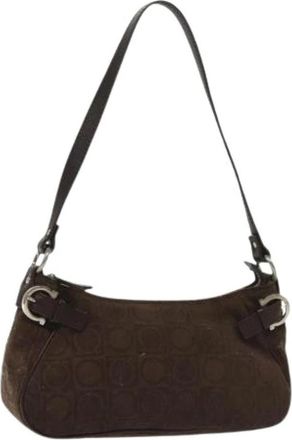 Ferragamo Pre-owned Suede handbags - Dames - Vintage Schoudertas - Bruin - ONE Size - Vintage