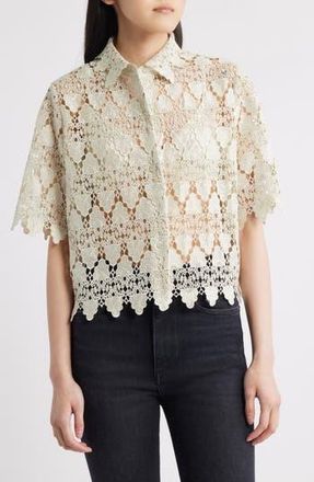 Frame Denim Lace Button-Up Shirt in Soft Mint at Nordstrom Rack, Size X-Small