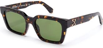 Off-white Vierkante Zonnebril met Groene Glazen - Heren - Zonnebrillen - Bruin - ONE Size - Accessoires