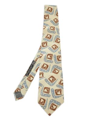 Giorgio Armani Zijden stropdas met geometrisch patroon - Beige