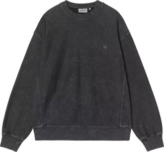 Carhartt Work in Progress Washed Black Crewneck Sweatshirt with Ribbed Details