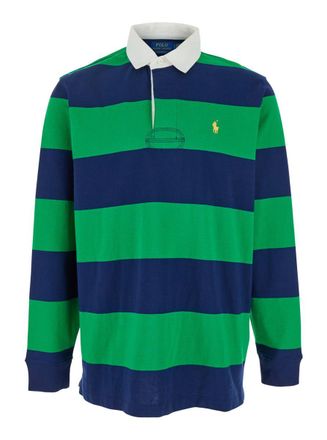 Polo Ralph Lauren Multicolor Polo Shirt With Pony Embroidery On The Front And All-Over Striped Motif In Cotton Man