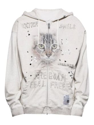 Miharayasuhiro embellished hoodie - men - Cotton - 46 - White