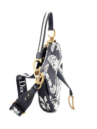 Dior Borsa a spalla media con ricamo - Blu