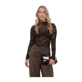 Simple Jeanne Kant Top - Dames - Longsleeves - Bruin - XL - Polyester - Tops