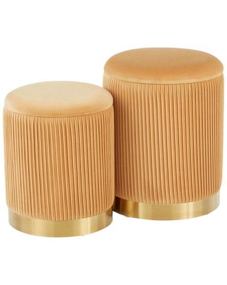 LumiSource Set Of 2 Marla Nesting Pleated Ottomans