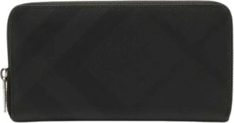 Burberry Pre-owned Wallets, male, Black, Size: ONE SIZE Pre-owned Smoked Check Coated Canvas Long Wallet