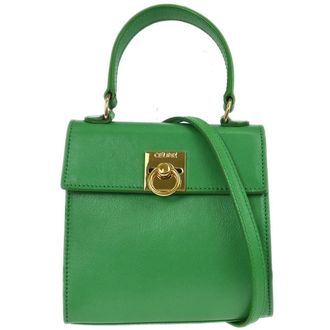 Celine Handbag Leather Green Leather Handbag (Pre-Owned)