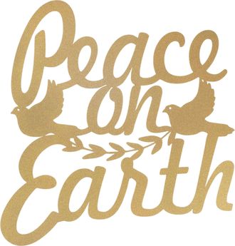 Melrose International Cut Metal Peace on Earth Plaque 15.5H - Gold