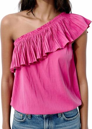 Ramy Brook One Shoulder Pleated Top In Flamingo