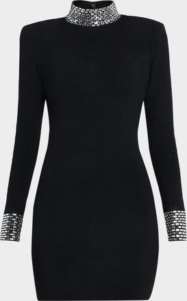 Retrofête Corinth Embellished High-Neck Mini Dress