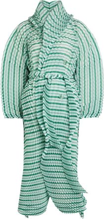 Issey Miyake Striped Pleated Woven Coat - Green - 2