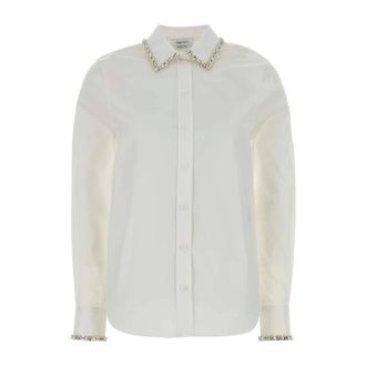 Alexander McQueen Alexander McQueen, Shirts, female, White, Size: XS Crystal Embroidery Shirt