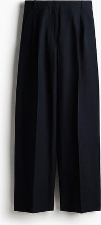 H&M Wide linen-blend trousers - Blue