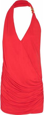 Balmain Draped Jersey Halterneck Dress in Red at Nordstrom, Size X-Small