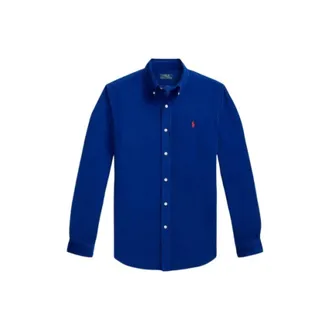 Polo Ralph Lauren Casual Shirts, male, Blue, Size: XL Slim Fit Velvet Shirt