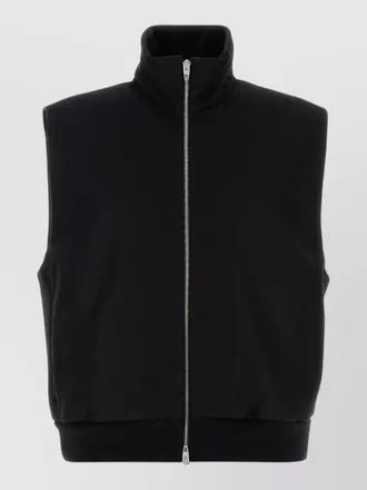 Jil Sander wool vest high collar ribbed hem