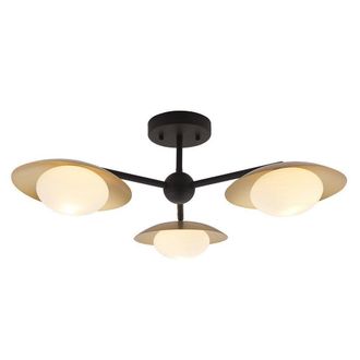 Netlighting TIVOLI Dimmable Stylish Indoor 3 Light Glass Semi Flush Ceiling Lamp in Gold