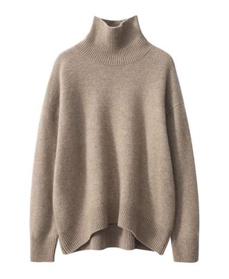 Dissa Women Cashmere Jumper Brown Stand Neck Sweater Long Sleeve Relaxed Cashmere Wool Thick Jumper Solid Color Ladies Sweater,One Size,ZSBR8306