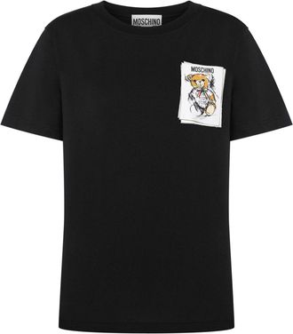 Moschino Teddy Bear-print cotton T-shirt - women - Cotton - M - Black