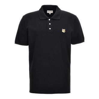 Maison Kitsun&eacute; Polo Shirts, male, Black, Size: M Fox Head Regular Polo