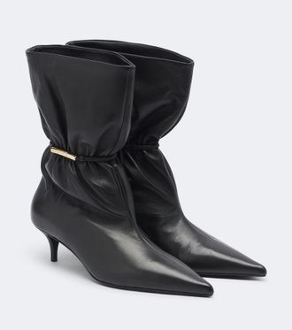 Balmain Botines de piel fruncidos