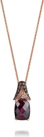 Le Vian 14K Rose Gold 3.47 Ct. Tw. Diamond & Rhodolite Pendant Necklace