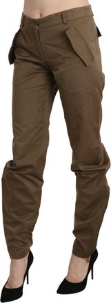 Ermanno Scervino Brown Mid Waist Straight Cotton Womens Pants