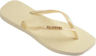 Havaianas Slim Square Logo Flip Flop in Buttercream at Nordstrom, Size 11