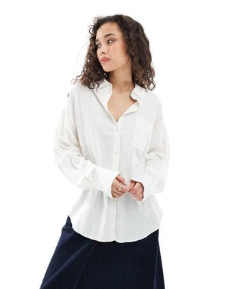 Jack & Jones linen blend shirt in white