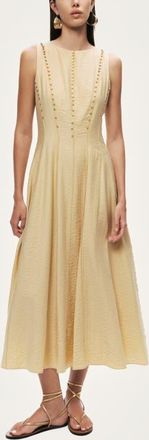 Nocturne Sleeveless Textured Midi Dress in Yellow at Nordstrom, Size X-Large Eu