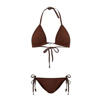 Hunza G Bikinis, female, Brown, Size: ONE SIZE Gina Beaded Bikini