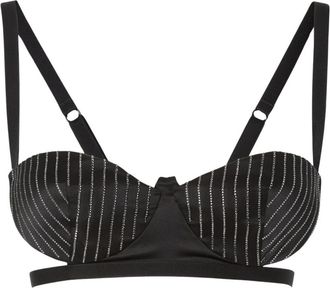 GCDS Balconette BH met strassteentjes - Dames - BHs - Zwart - XL - Polyester - Ondergoed