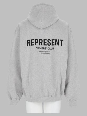 Represent Logo-Embroidered Hooded Sweatshirt - Gray