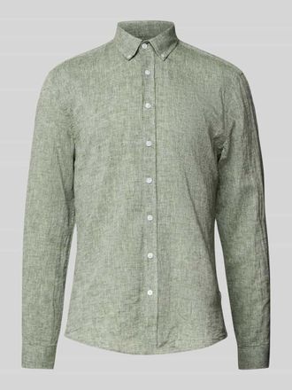 Lindbergh Lindbergh Regular Fit Freizeithemd aus Leinen-Baumwoll-Mix in Oliv, Gr&ouml;&szlig;e XXL