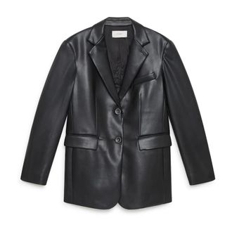 Maliparmi Blazers, female, Black, Size: XS Eco Leather Look Jacket