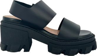 Ganni Ganni Cleated High-Heel Sandals in Black Leather
