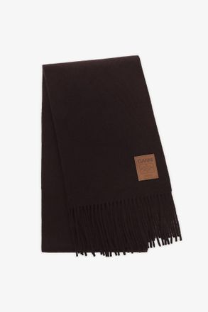 Ganni Brown Wool Knit Scarf